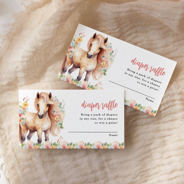 Diaper Raffle Floral Horse Baby Shower Enclosure Card (Creator Uploaded)