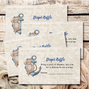 Diaper Raffle Game Ahoy It's A Boy Baby Shower  Enclosure Card