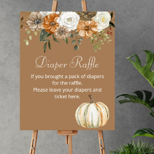Diaper Raffle Game Fall Pumpkin Rustic Brown  Poster
