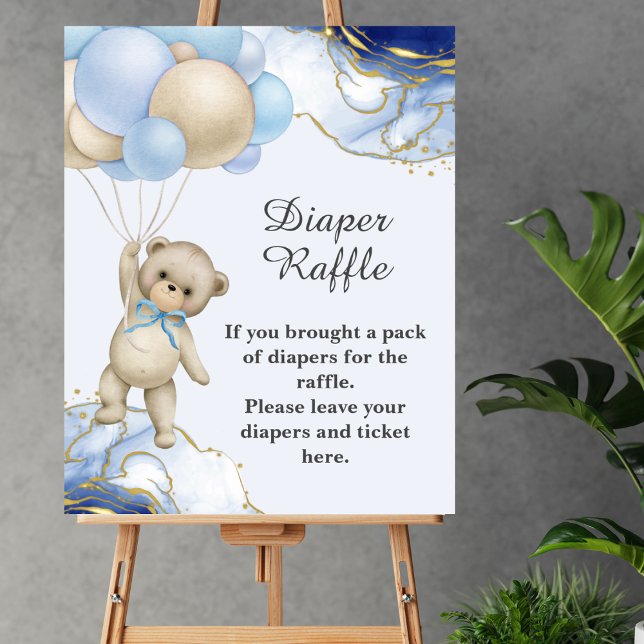 Diaper Raffle Game We can bearly wait blue balloon Poster (Creator Uploaded)
