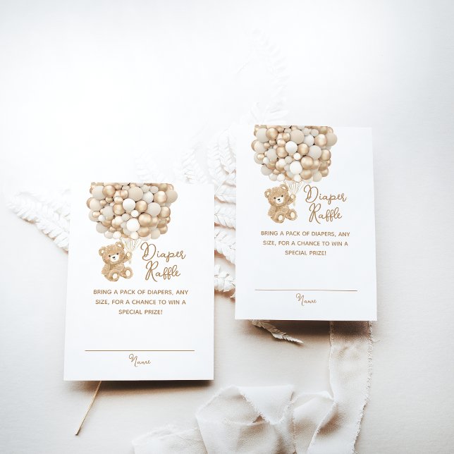 Diaper Raffle Gender Neutral Bear Baby Shower Enclosure Card (Creator Uploaded)
