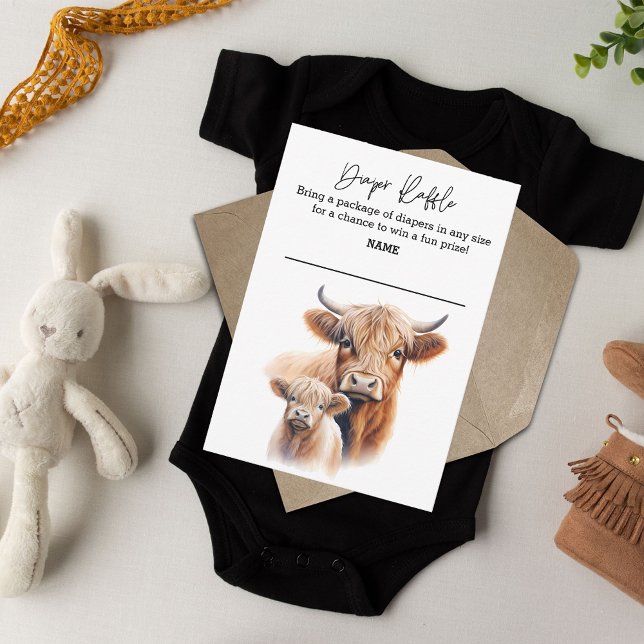 Diaper Raffle  Highland Cow Baby Shower  Invitation (Creator Uploaded)