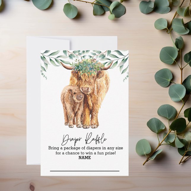 Diaper Raffle Highland Cow Baby Shower Invitation (Creator Uploaded)