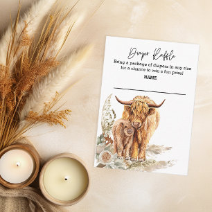 Diaper Raffle Highland Cow Calf Boho Pampas Grass Enclosure Card