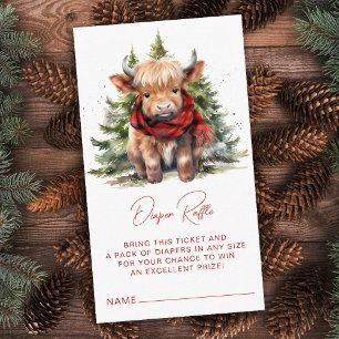 Diaper Raffle Highland Cow Cosy Winter Baby Shower Enclosure Card