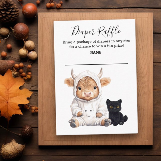 Diaper Raffle Highland Cow Halloween Ghost Boo Enclosure Card (Creator Uploaded)