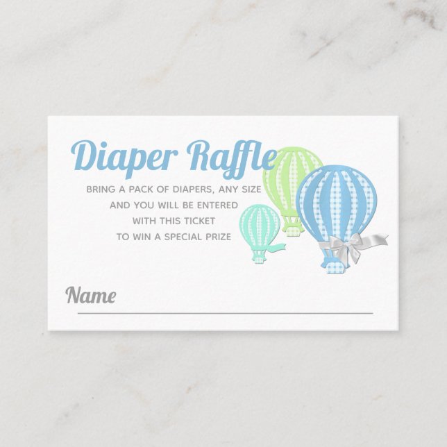 Diaper Raffle Hot Air Balloon Baby Shower Business Card (Front)
