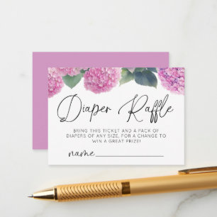 Diaper Raffle Hydrangea It's a Girl Baby Shower Enclosure Card