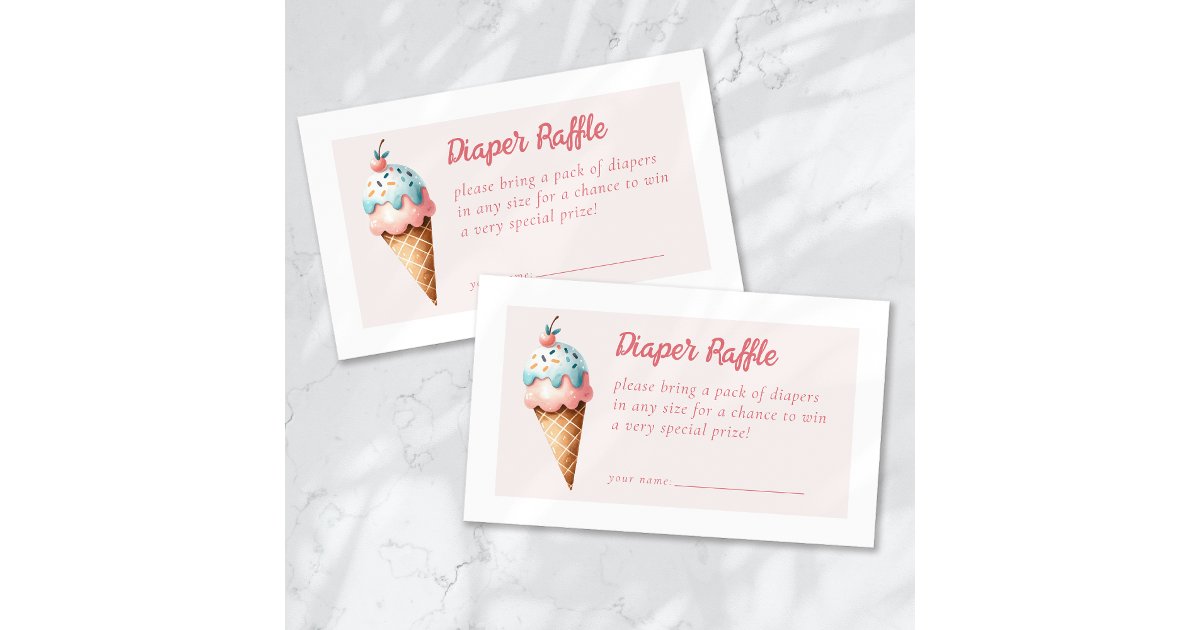 Diaper Raffle Ice Cream Baby Shower Enclosure Card | Zazzle