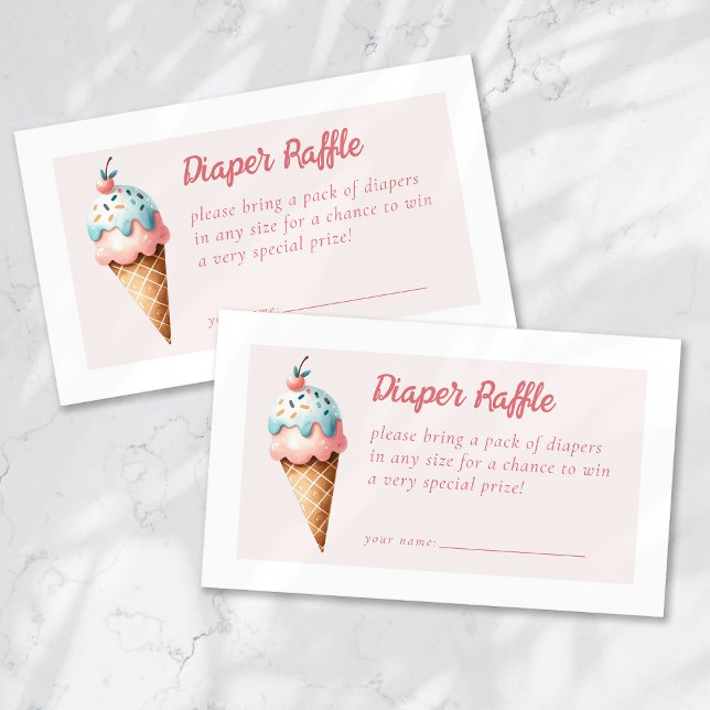 Diaper Raffle Ice Cream Baby Shower Enclosure Card (Creator Uploaded)