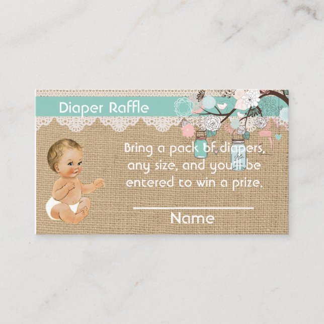 Diaper Raffle Insert Vintage baby and mason jars (Front)