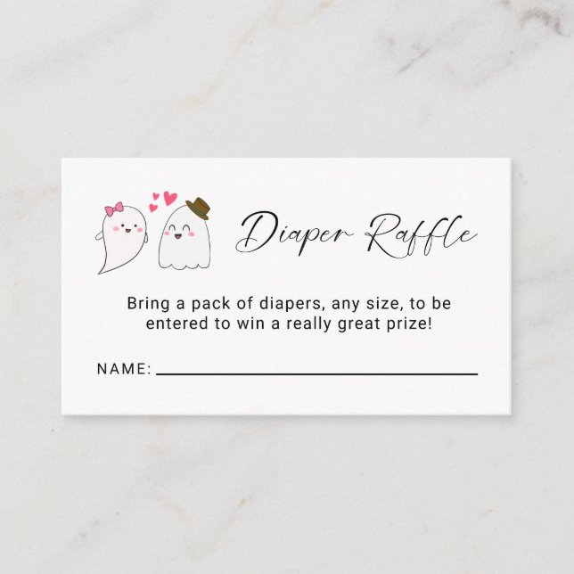 Diaper Raffle Little Boo Baby Shower Halloween  Enclosure Card (Front)