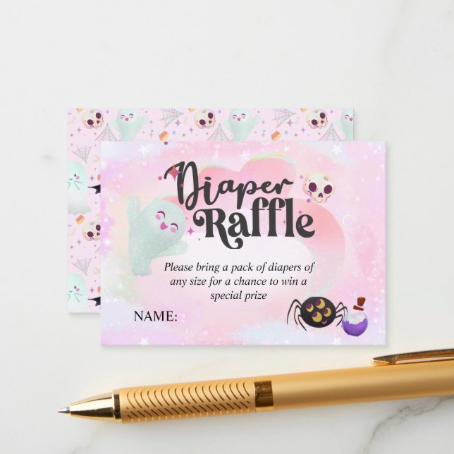 DIAPER RAFFLE little boo Enclosure Card (Front/Back In Situ)