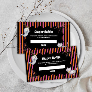 Diaper Raffle Little Boo Ghost Cat Baby Shower Enclosure Card