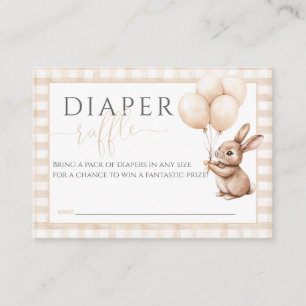 Diaper Raffle Little Bunny Balloons Baby Shower Enclosure Card