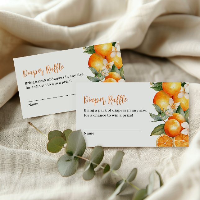 Diaper Raffle Little Cutie Orange Baby Shower Enclosure Card (Creator Uploaded)