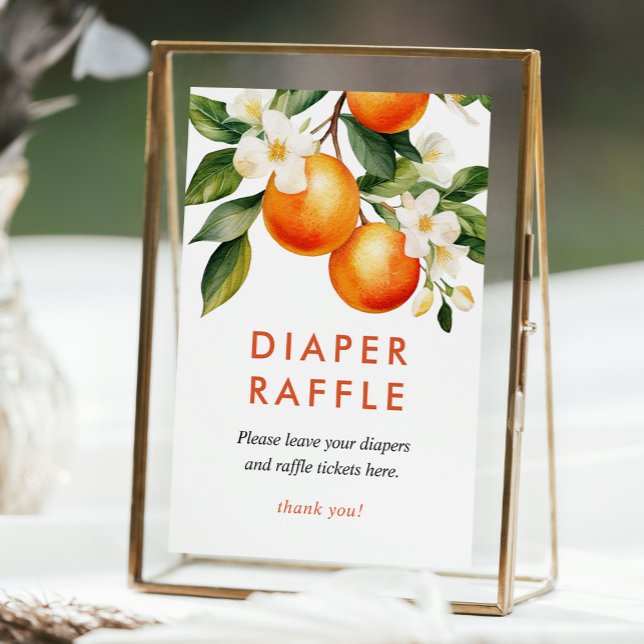 Diaper Raffle Little Cutie Orange Baby Shower Sign (Creator Uploaded)