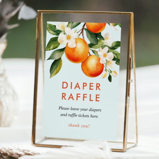 Diaper Raffle Little Cutie Orange Baby Shower Sign (Creator Uploaded)