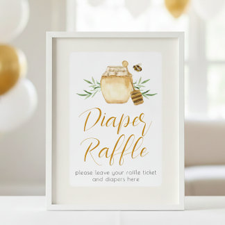 Diaper Raffle Little Honey Bee Baby Shower Table Poster