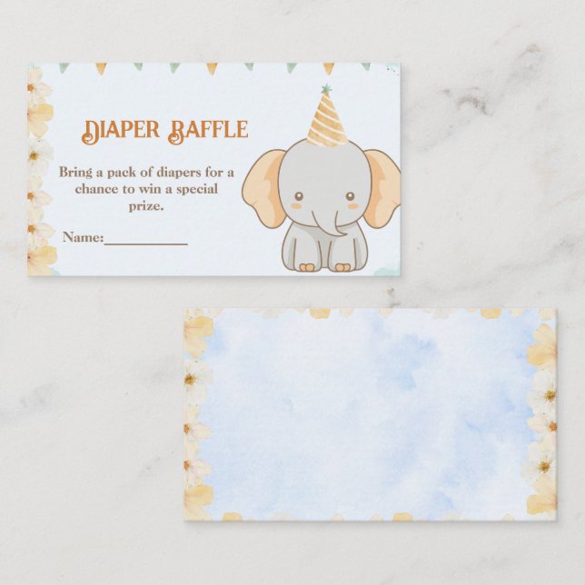 Diaper Raffle – Little Peanut Dreams Elephant Enclosure Card (Front/Back)