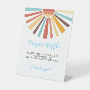Diaper Raffle Little Ray of Sunshine Baby Shower Pedestal Sign
