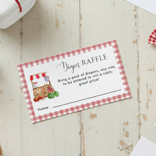 Diaper Raffle Locally Grown Baby Shower Gingham Enclosure Card