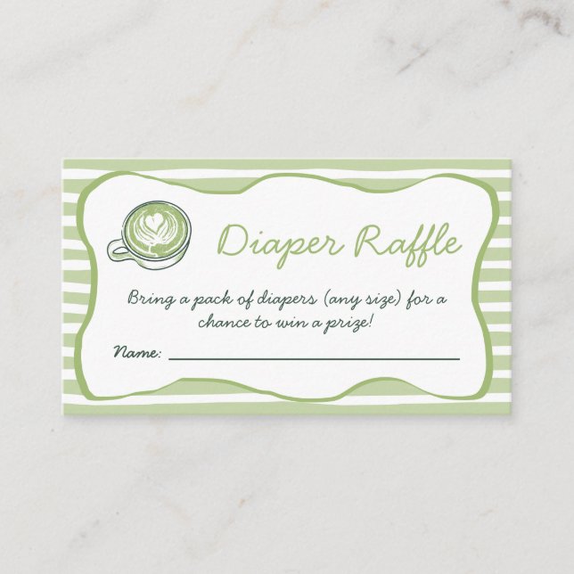 Diaper Raffle Matcha Green Tea Baby Shower Enclosure Card (Front)