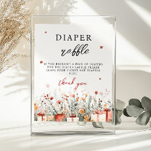Diaper Raffle Merry Little Baby Shower Game sign