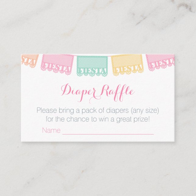 Diaper Raffle Mexican Fiesta Papel Picado Banner Enclosure Card (Front)
