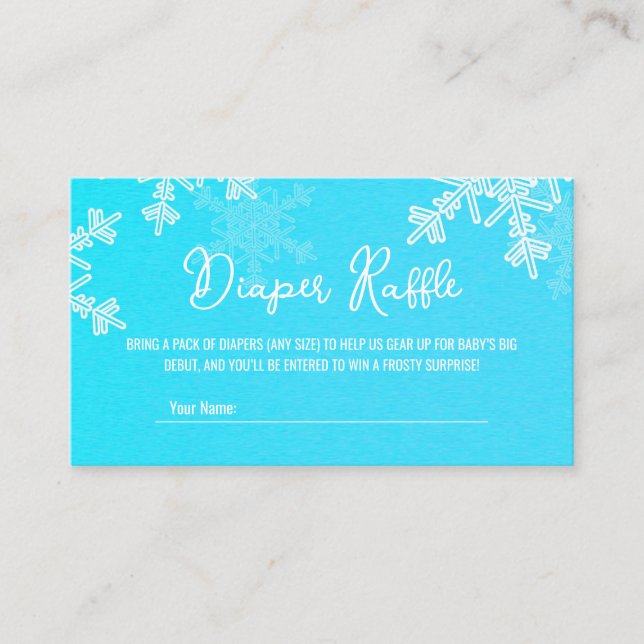Diaper Raffle Minimalist Blue Snowflake Pattern  Enclosure Card (Front)