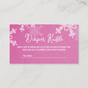 Diaper Raffle Minimalist Pink Snowflake Pattern Enclosure Card