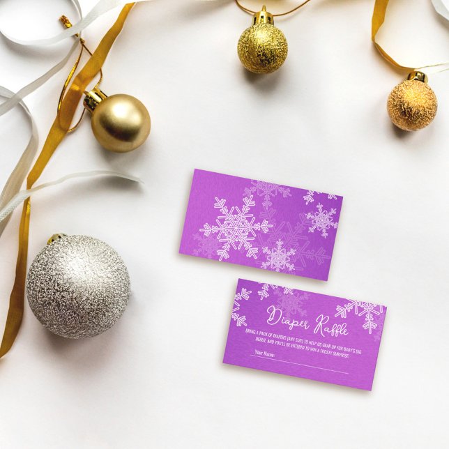 Diaper Raffle Minimalist Purple Snowflake Pattern  Enclosure Card (Creator Uploaded)