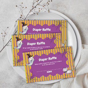 Diaper Raffle Modern Boo Ghost Cat Baby Shower Enclosure Card