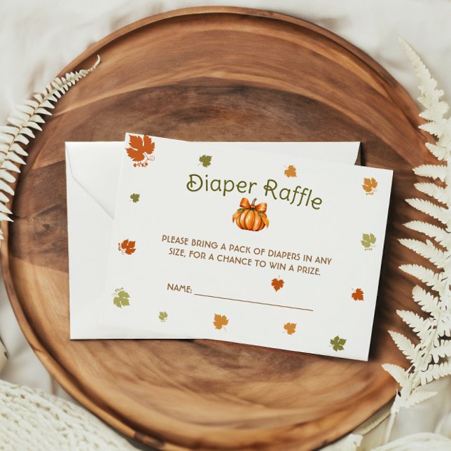 Diaper Raffle Modern Fall Pumpkin Baby Shower Enclosure Card (Creator Uploaded)