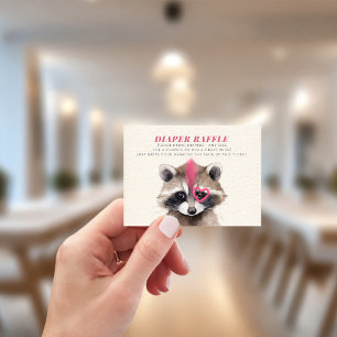 Diaper Raffle Mohawk Racoon Baby Shower  Enclosure Card