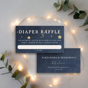 Diaper Raffle Moon Starry Night Blue Baby Shower Enclosure Card