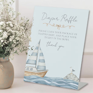 Diaper Raffle Nautical Baby Shower Pedestal Sign