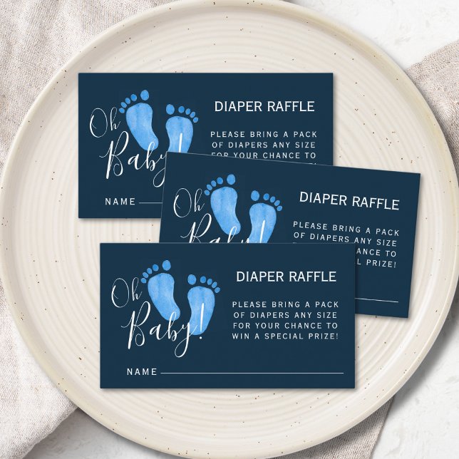 Diaper Raffle Navy Blue Baby Shower Enclosure Card (Creator Uploaded)