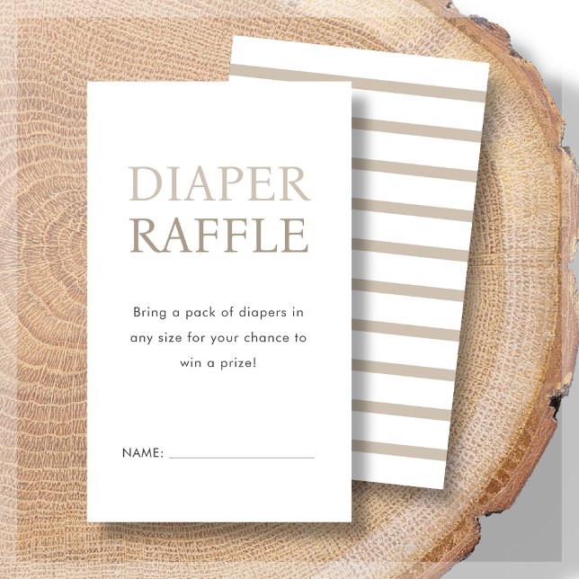 Diaper Raffle | Neutral Beige Baby Shower  Enclosure Card (Creator Uploaded)