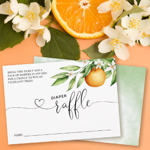 Diaper Raffle Orange Cutie Baby Shower Enclosure Card