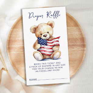 Diaper Raffle Patriotic Teddy Bear Baby Shower Enclosure Card