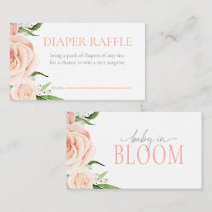 Diaper Raffle Pink Baby In Bloom Baby Shower Game  Enclosure Card