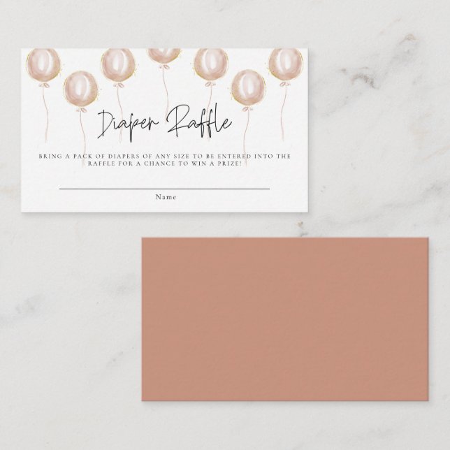 Diaper Raffle Pink Balloon Its a Girl Baby Shower Enclosure Card (Front/Back)