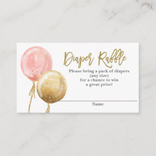Diaper Raffle pink balloons Enclosure Card