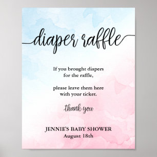 Diaper Raffle Pink/Blue Baby Shower Display Poster