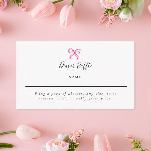 Diaper Raffle Pink Bow Coquette Baby Shower Enclosure Card