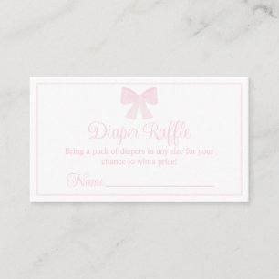 Diaper Raffle Pink Bow Preppy Baby Shower Business Card