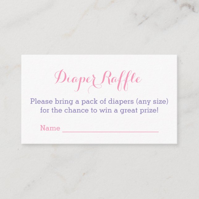Diaper Raffle Pink Small Floral Girl Baby Shower Enclosure Card (Front)