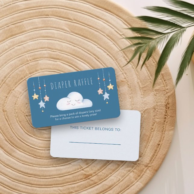 Diaper Raffle Poem Cloud and Stars Boy Baby Shower Enclosure Card (Diaper Raffle insert card from my Twinkle Twinkle baby shower collection)