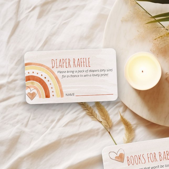 Diaper Raffle Poem Neutral Rainbow Baby Shower Enclosure Card (Diaper Raffle ticket insert card with neutral color rainbow)